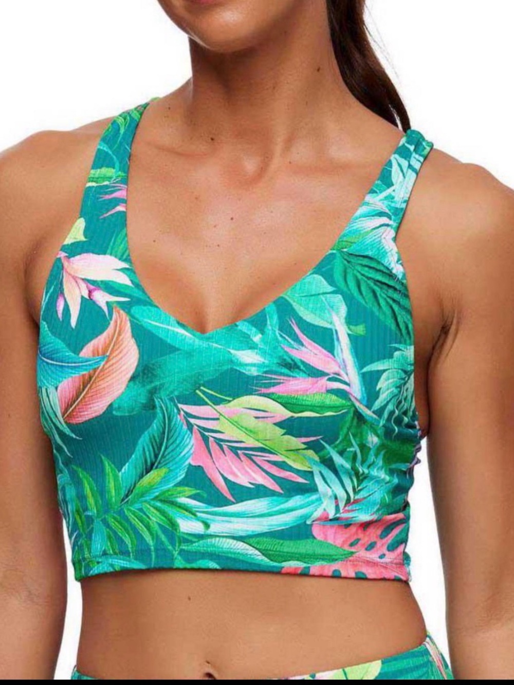 Next by Athena Tropical Print Ribbed Bikini Set Size M NWT V-Neck - Picture 2 of 16